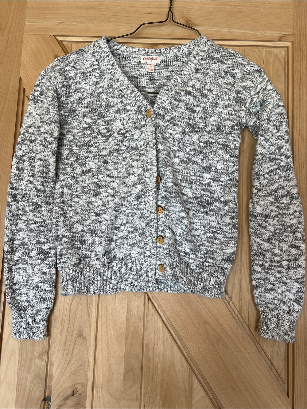 Cat & Jack Marled Gray Knit V-Neck Button Cardigan
